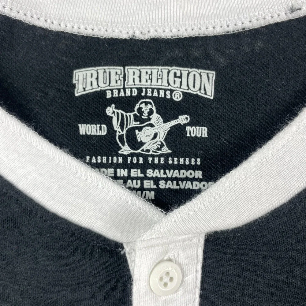 True Religion Black White Henley Size Mens M NWT 79$